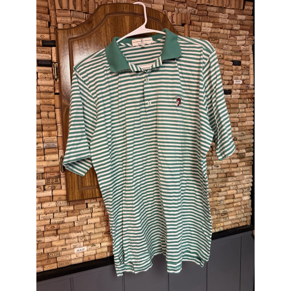 VTG Fairway & Greene Gasparilla Golf Club Golf Polo Striped Teal Cotton Sz L - Picture 2 of 6